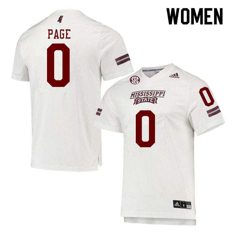 Women #0 DeShawn Page Mississippi State Bulldogs College Football Jerseys Stitched Sale-White - Click Image to Close